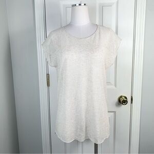 Eileen Fisher Jewel NK SS Sheer Top in Bone
